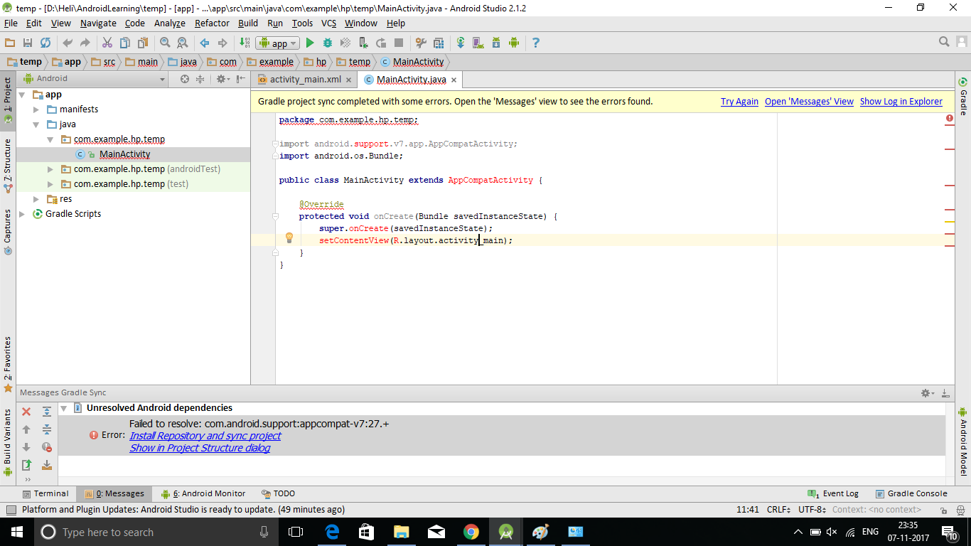 Failed to find com. Com.Android.support:appcompat-v7:27.1.0\. Java 20.0.1 and gradle 8.0.. Android Studio Kotlin androidx.appcompat.widget. R Studio Error one or more of the packeges.