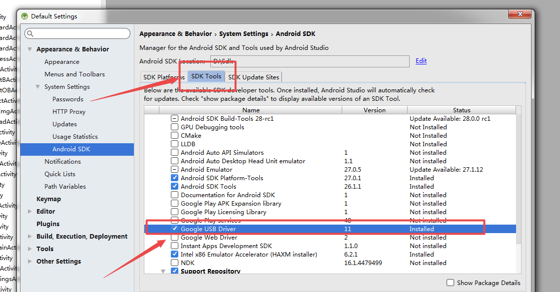 Google usb driver android studio это