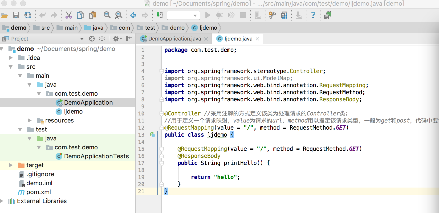 Mac intellij idea spring boot hello world 