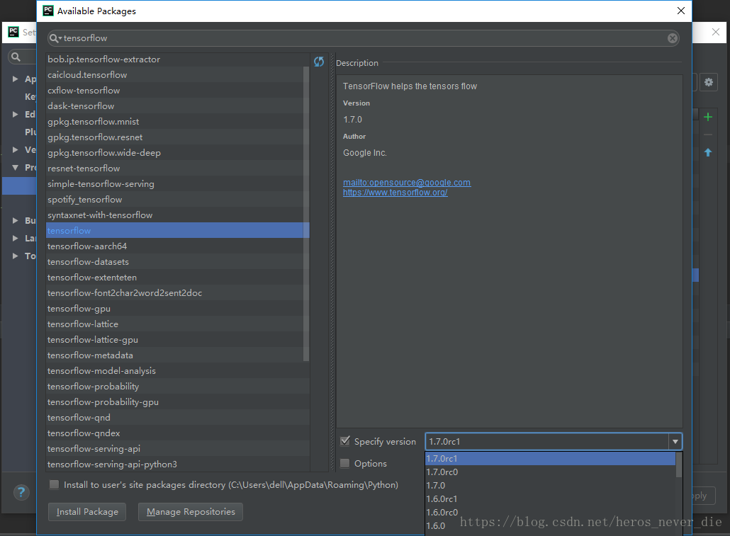 Как установить tensorflow в pycharm windows