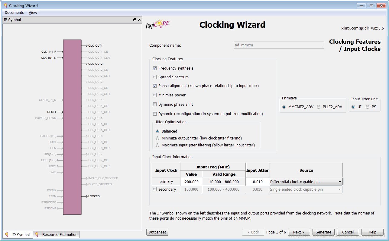 【FPGA】clocking wizard配置（PLL/MMC内核配置）