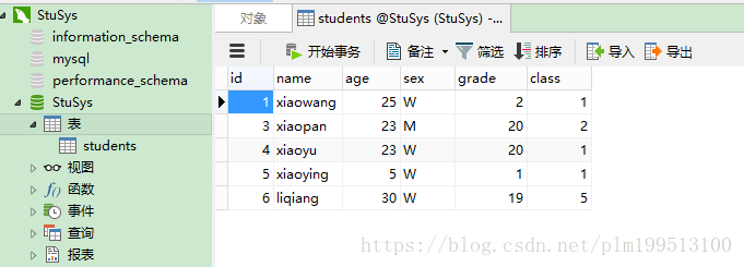 students表结构