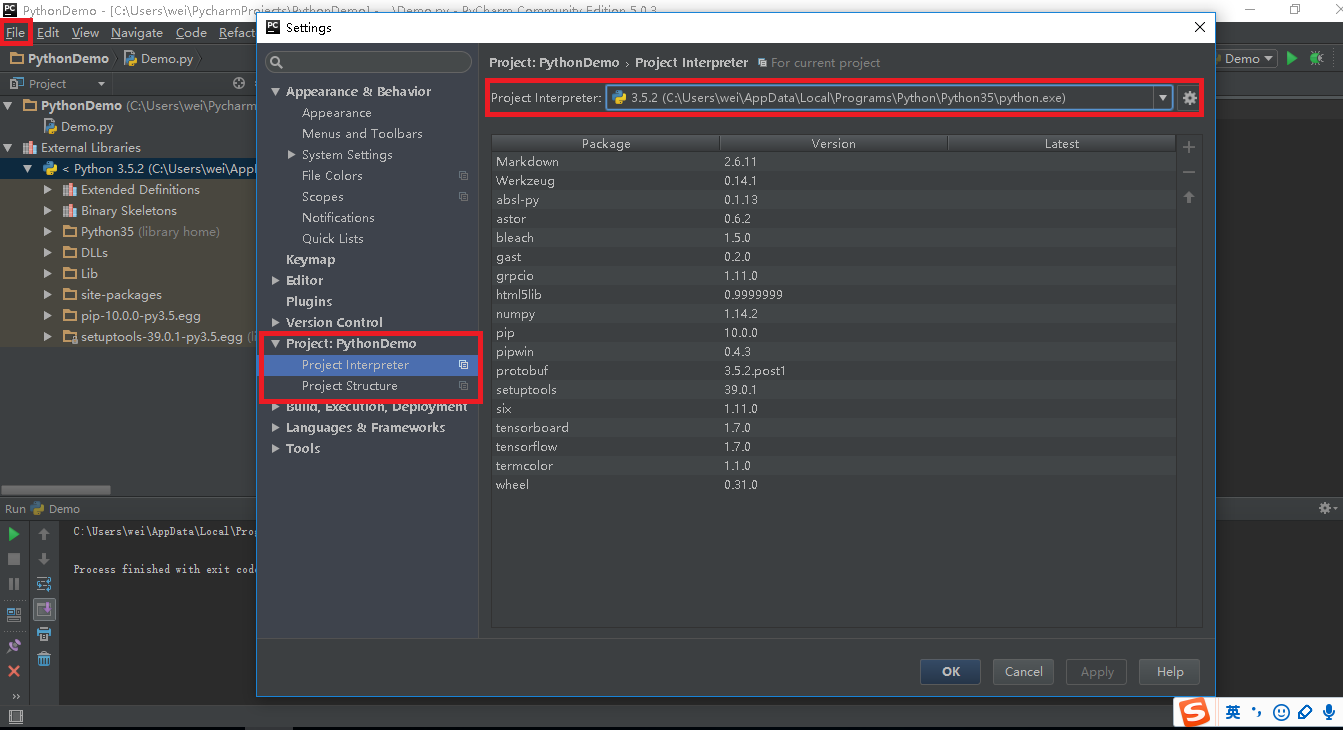 Как установить tensorflow в pycharm windows