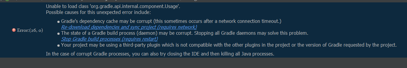 Gradle dependencies failed. Internal API Error h0699.