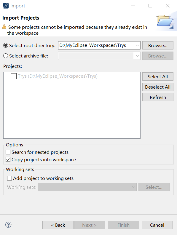 Solution eclipse some projects cannot be imported because they already