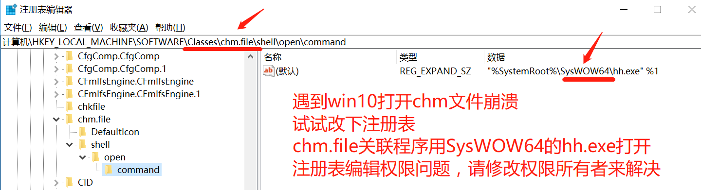 64位windows10，打不chm文件问题，终于解决了。。。