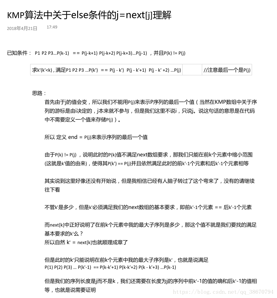 Kmp算法中关于next数组的j Next J 理解 李闰土的博客 Csdn博客