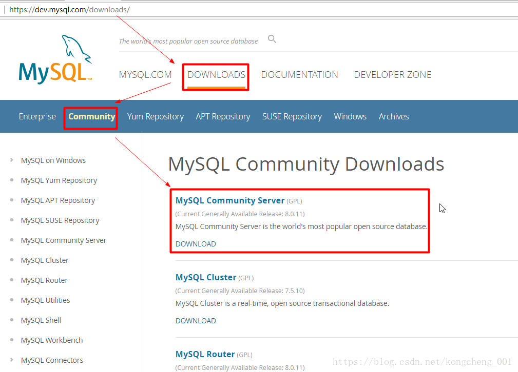 Go to the official website to download the mysql green version
