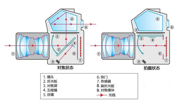 单反相机内部光线反射原理