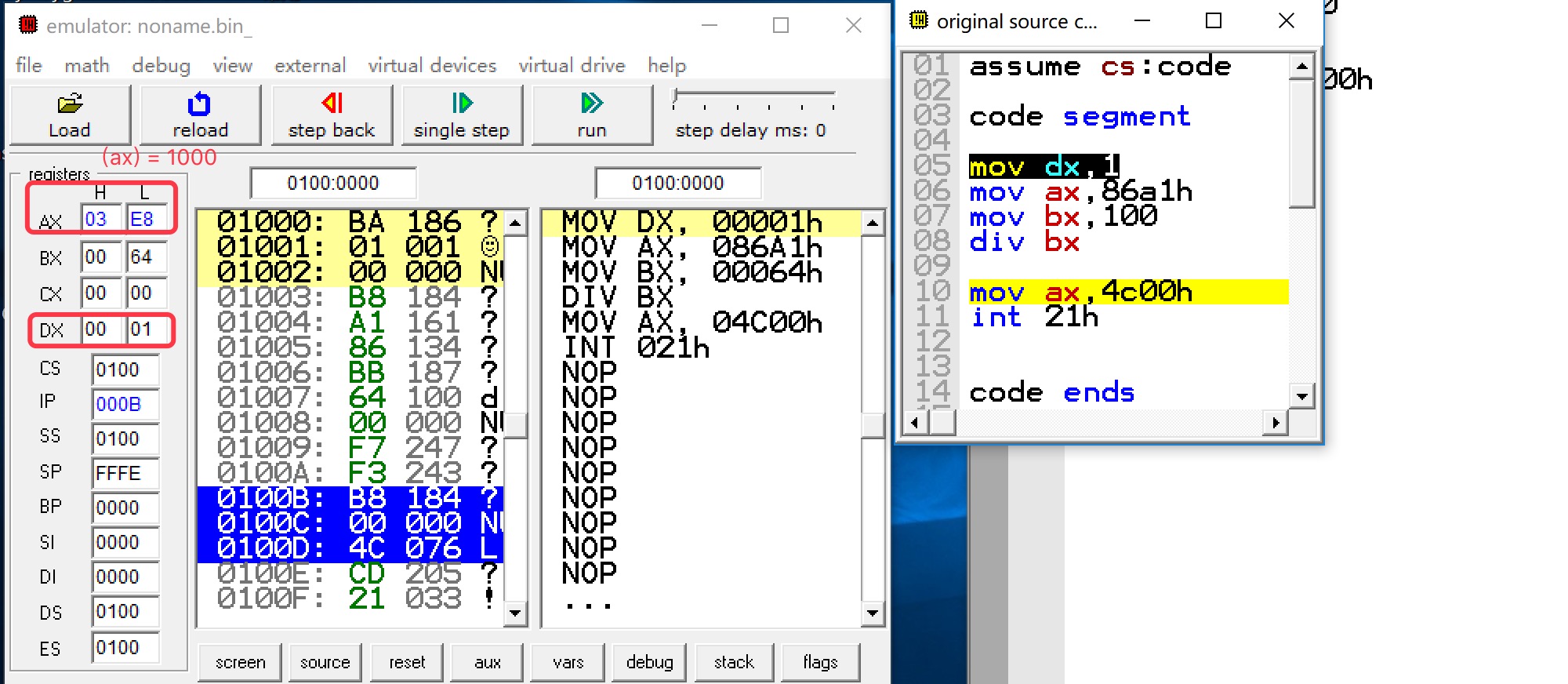 8086 assembly div instruction - Programmer Sought