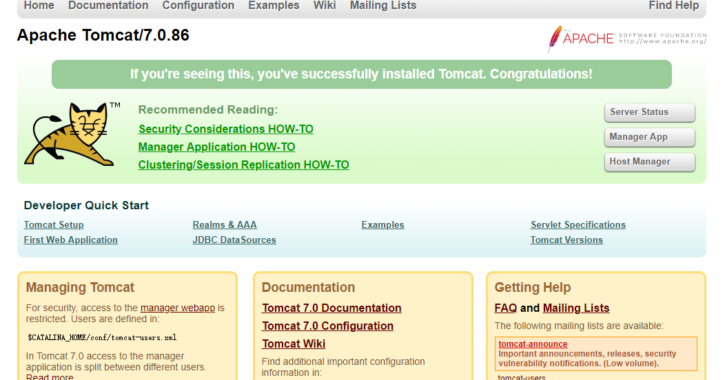 Linux系统安装tomcat7