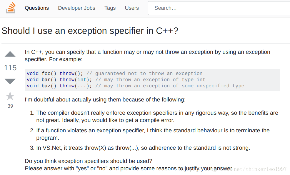 C++ throw()关键词：一个被C++标准抛弃的玩意儿