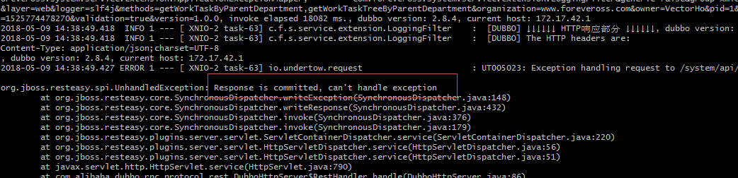 解决jboss.resteasy.spi.UnhandledException: Response is committed, can‘t handle exception