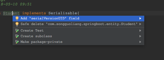 使用IntelliJ IDEA自动生成实现Serializable的serialVersionUID_idea自动生成serializable ...