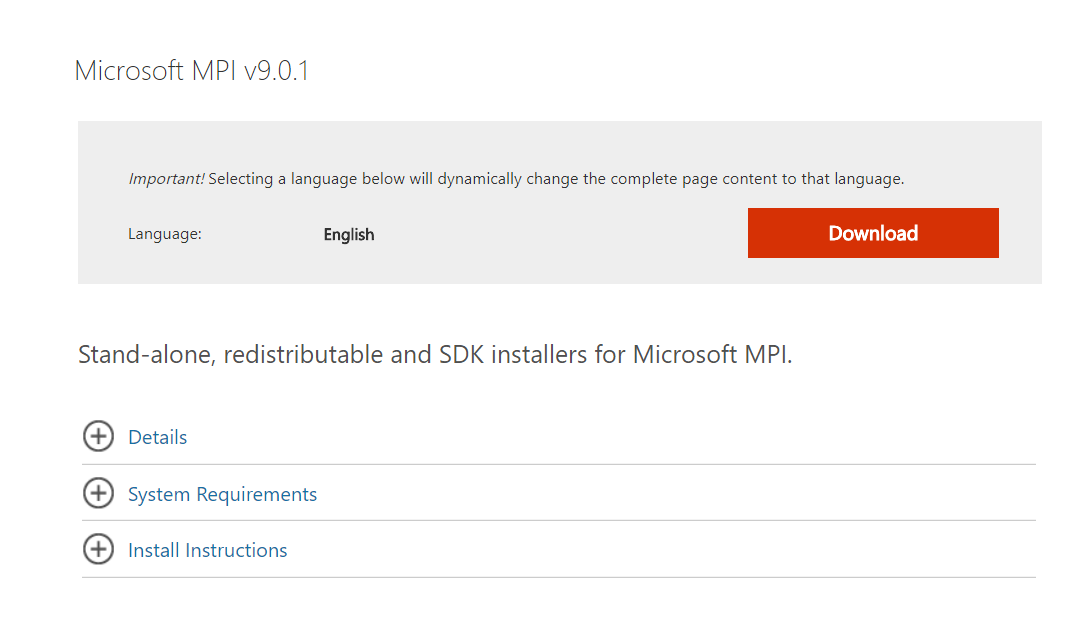 Microsoft MPI v9.0.1