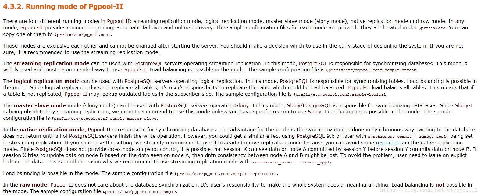 pgpool 之三 pgpool的几种模式