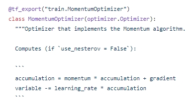 TensorFlow源码给出的momentum版本