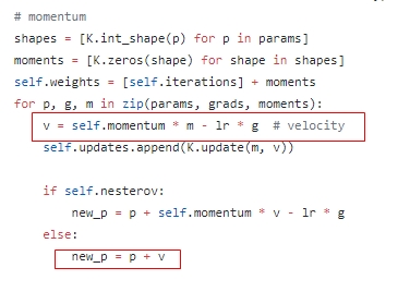 Keras optimizers momentum