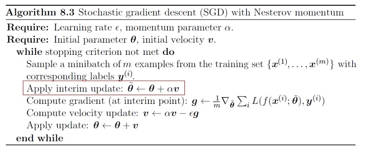 nesterov momentum algorithm