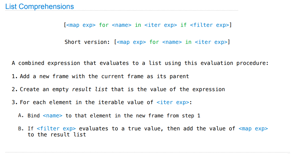 list comprehensions