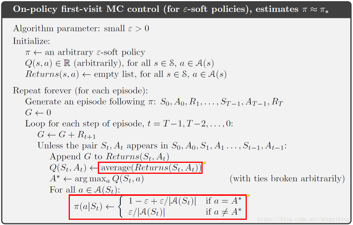 On-policy rst-visit MC control
