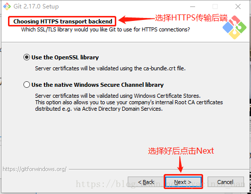  选择HTTPS传输后端。