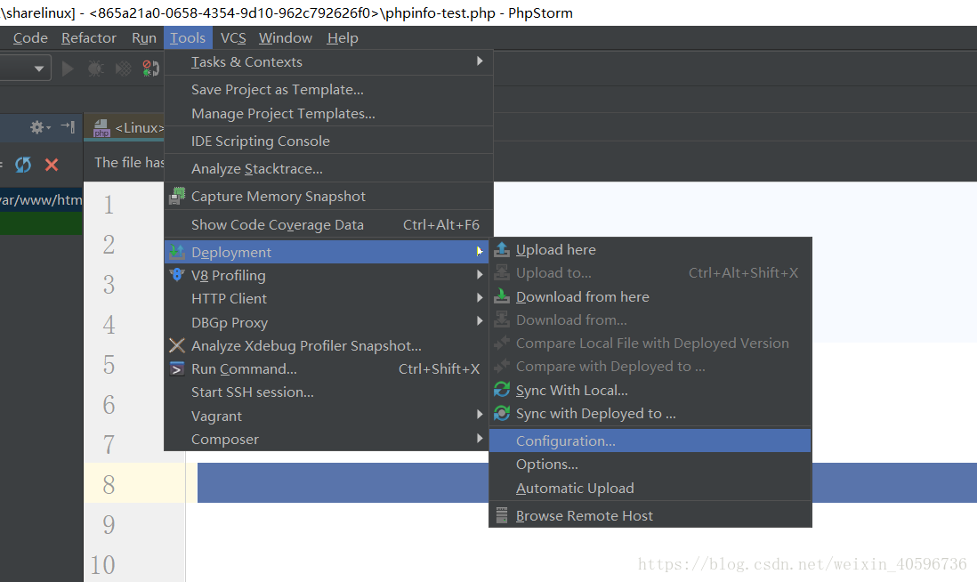 phpstorm映射到虚拟机的Linux系统目录，同步修改代码 转