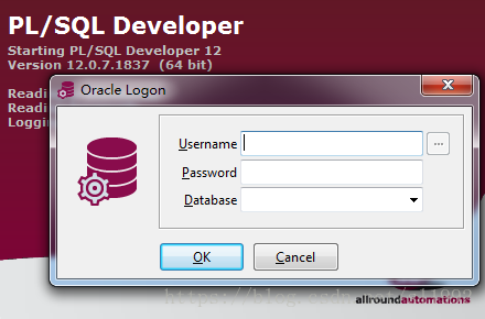 PL/SQL Developer 12.0.7登入介面