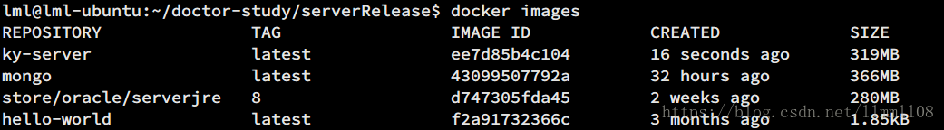 本机的四个 Docker 镜像