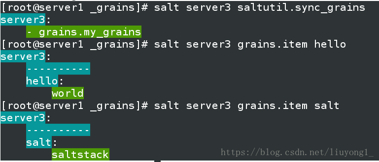 itemfqdn#主机名信息salt -gos:redhattest.