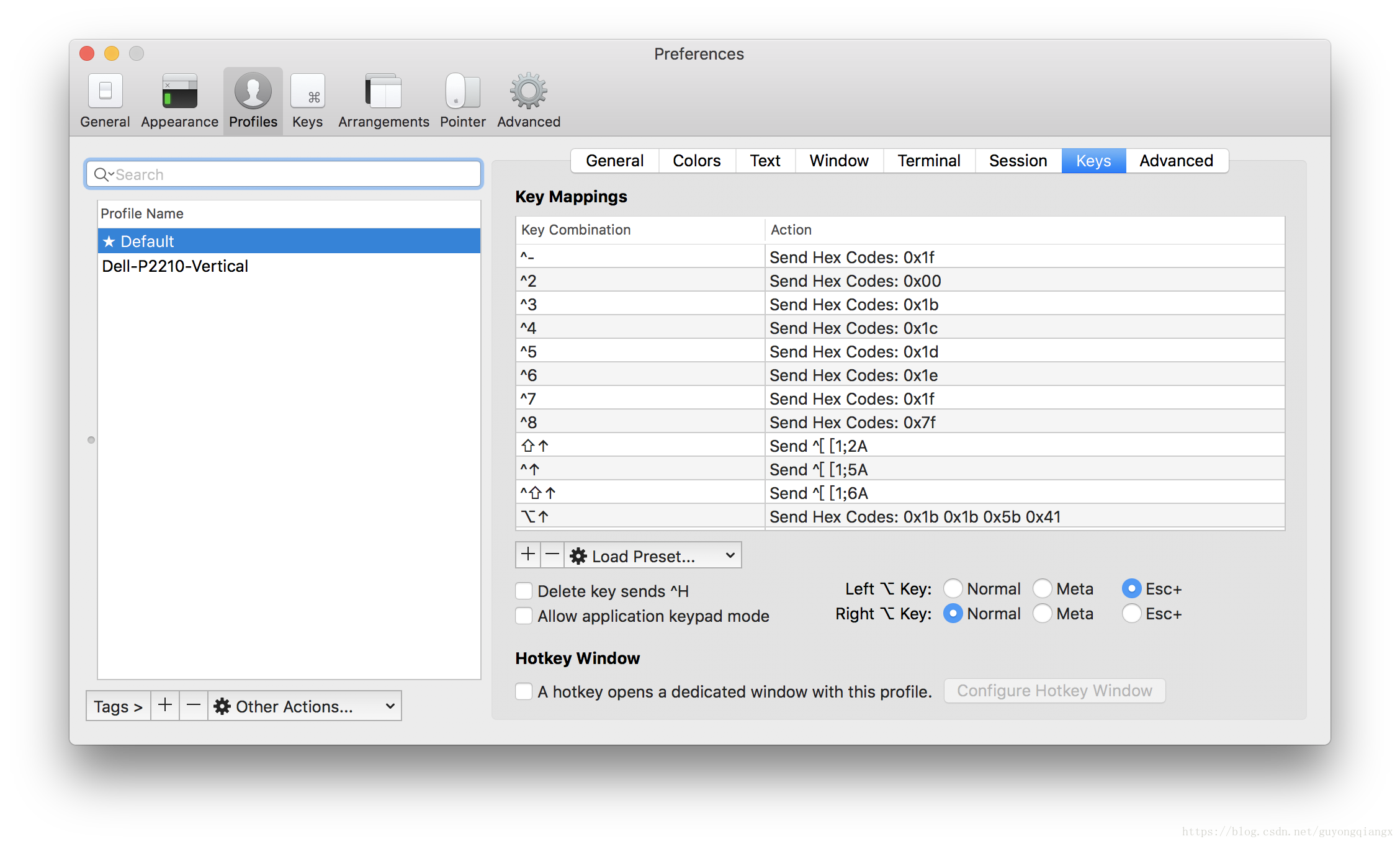 Allow send. Configure ключи. Key profile. Options Key fsh3. Right meta.