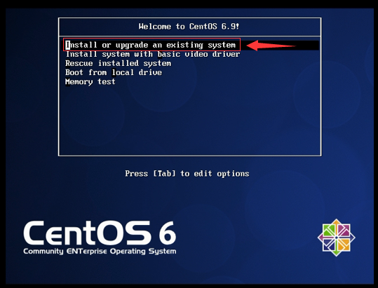 CentOS6.9光盘启动界面