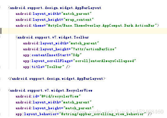 XML布局代码（也就是在上个布局代码基础上多加了三个控件而已）
