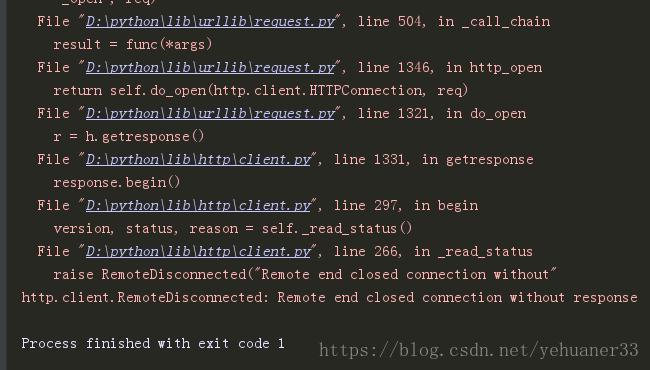 Python http.client.RemoteDisconnected Remote