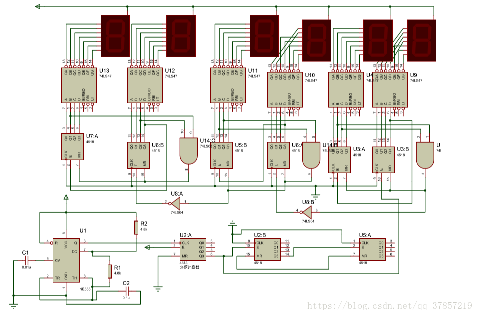 数电——数字电路之电子钟设计电路图