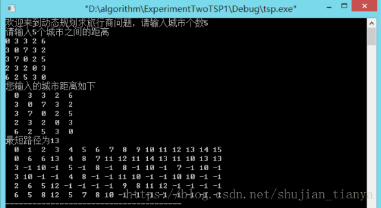 动态规划法求解TSP问题 C++