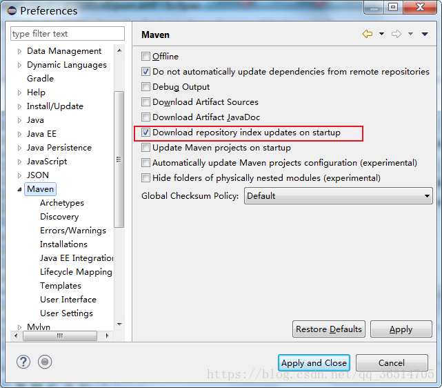 Eclipse使用Maven：Index downloads are disabled, search