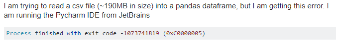 pycharm报错：Process finished with exit code -1073741819 (0xC0000005)