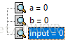 a = 0,b = 0,input = 0