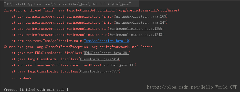 Exception in thread java.lang.NoClassDefFoundError: org/springframework ...