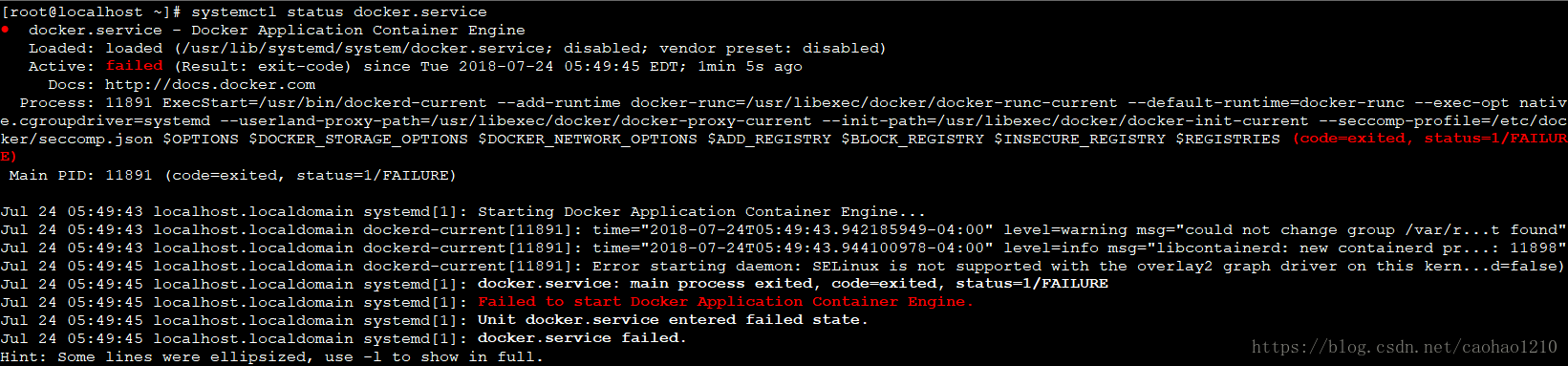 docker start error info