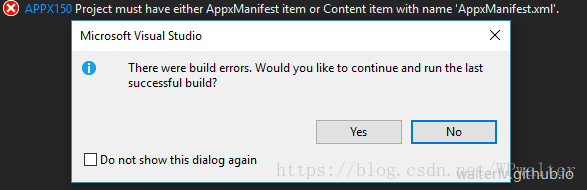 缺少 AppxManifest.xml 檔案