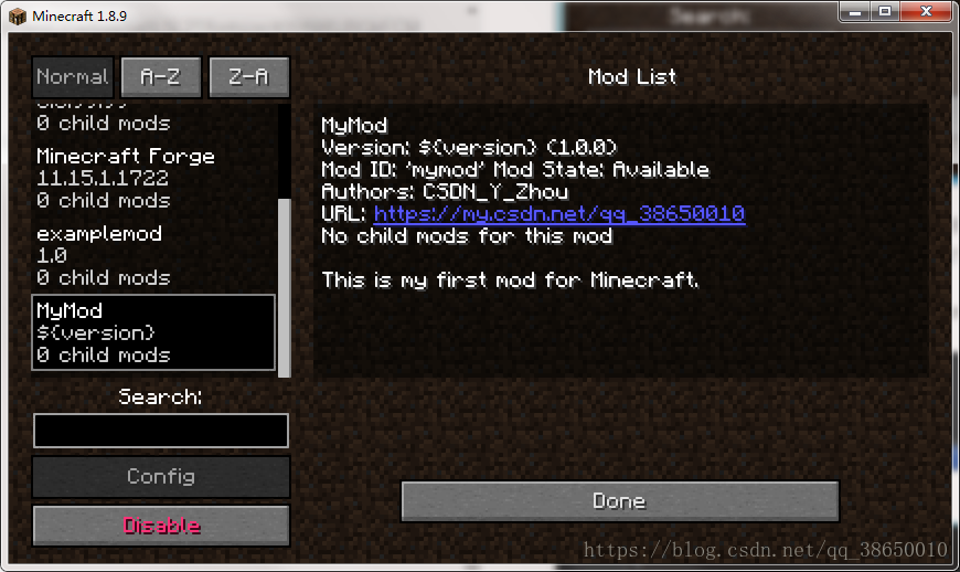 Minecraft 基于forge的1 8 9mod开发教程 第二讲 创建一个空mod Billyshao233的博客 Csdn博客