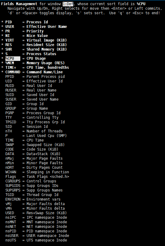 Linux中top命令参数详解