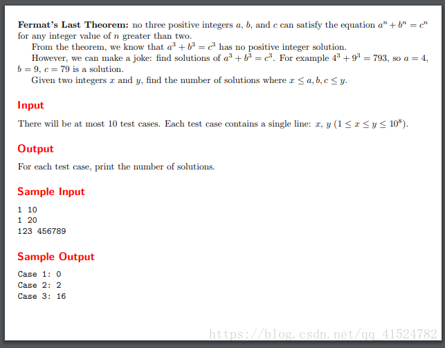 Joking with Fermat's Last Theorem UVA - 12665