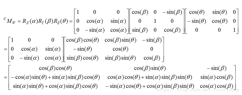 三维空间坐标系变换 旋转矩阵 Fireflychh的博客 Csdn博客 三维旋转矩阵