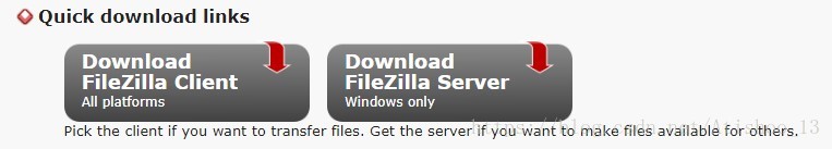 官网下载FileZilla客户端和服务器