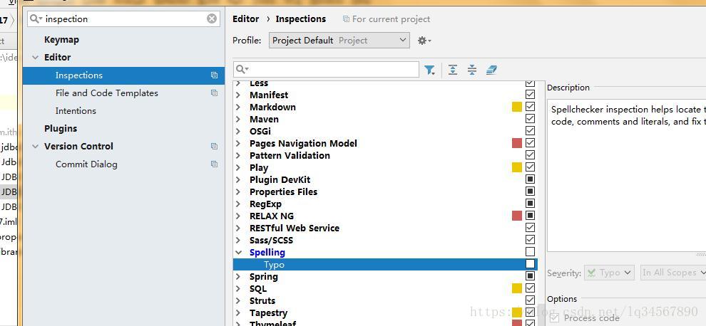 idea软件：spellchecker inspection helps locate typos and misspelled in your code,comments and literals问