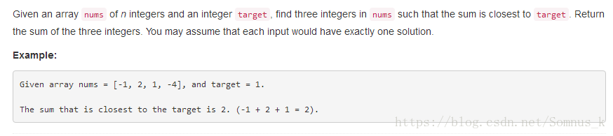 LeetCode16:3Sum Closest