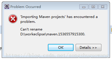 'Importing Maven projects' has encountered a problem